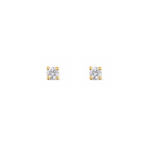 Brincos Solitário de Ouro Amarelo 18k com Diamante de 15 Pontos